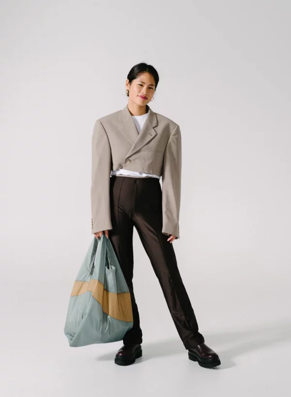 Shopping bag  (céladon/beige) – Image 3